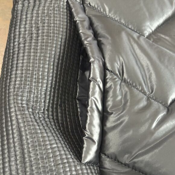 Justice puffer jacket black shimmer water resistant removable hood pockets - Picture 7 of 16